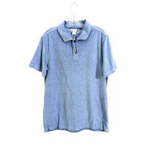 C&C California Shirt Mens Terrycloth Polo Size M Blue Short Sleeve Surf Beach